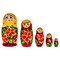 Beautiful Wooden with Orange Color Hood and Flowers Nesting Dolls